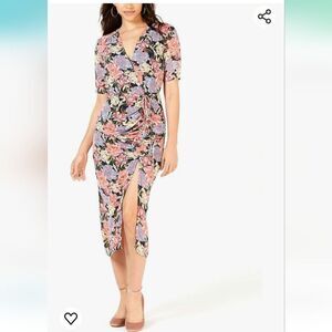 Leyden Womens Ruched Midi Dress